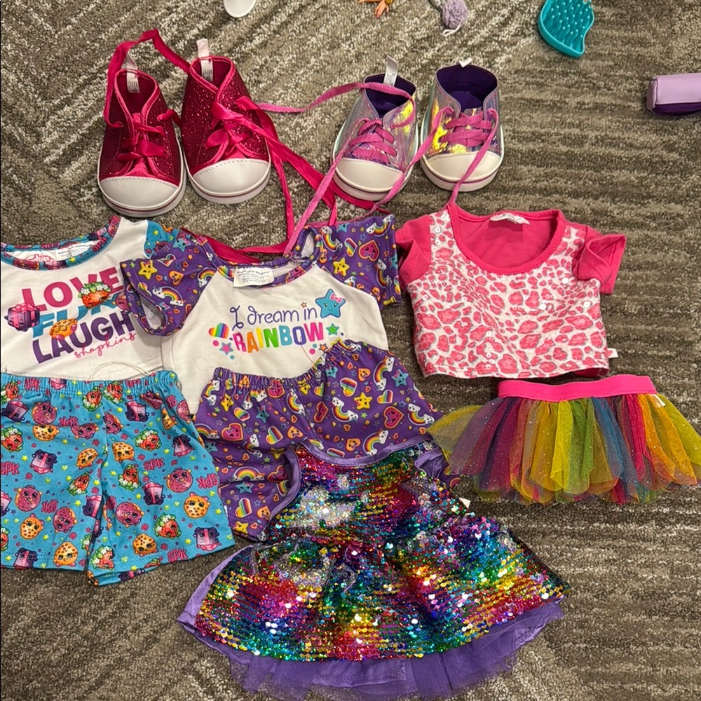 Build-A-Bear Pink and Purple Doll Set with Accessories